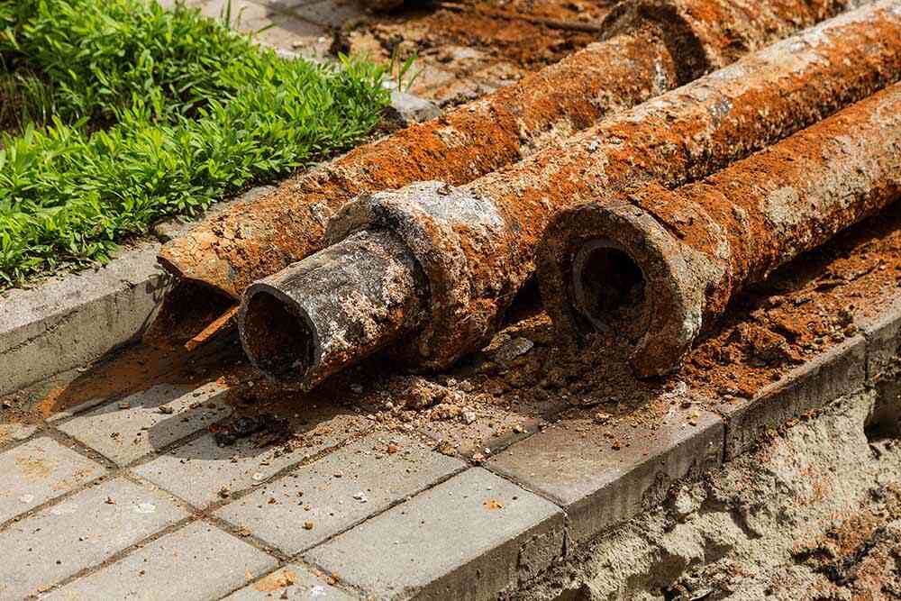 Rusted cast iron pipe