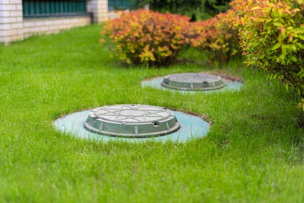 septic tank in the backyard