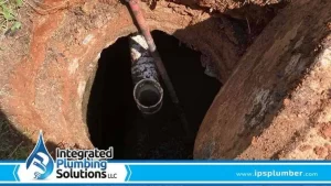 a damaged pipe with trenchless repair done
