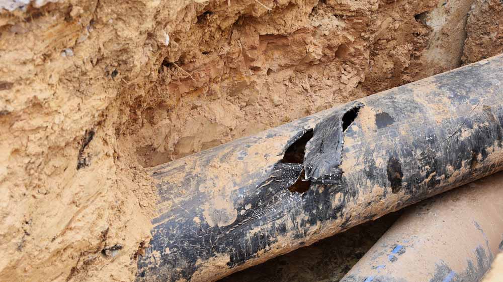 severely damaged pipes