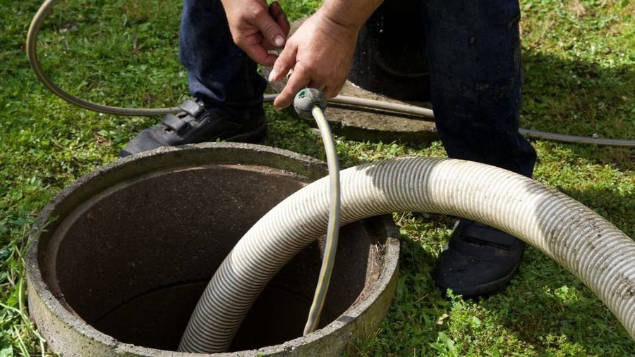 Hydro jetting to repair sewage system functions.