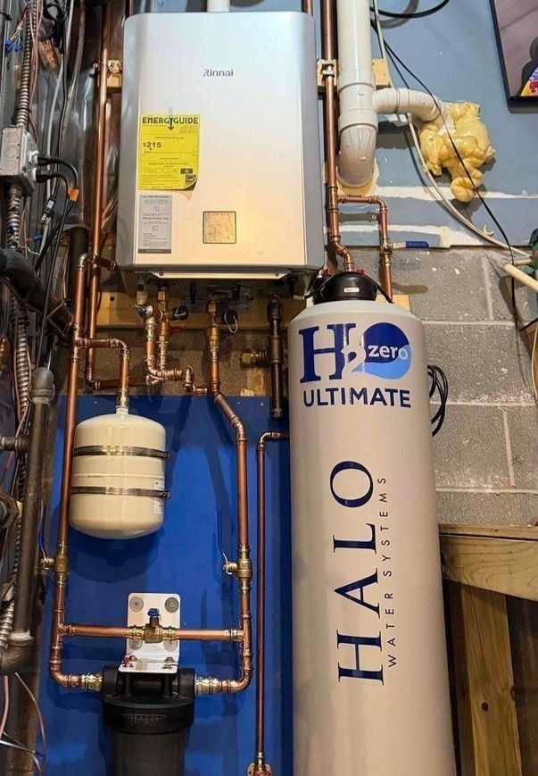 Newly installed Halo water treatment added onto a tankless water heater.
